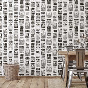 Papel pintado autoadhesivo con hierbas y especias para cocina. Papel pintado tradicional, ecológico, sin PVC, reposicionable.