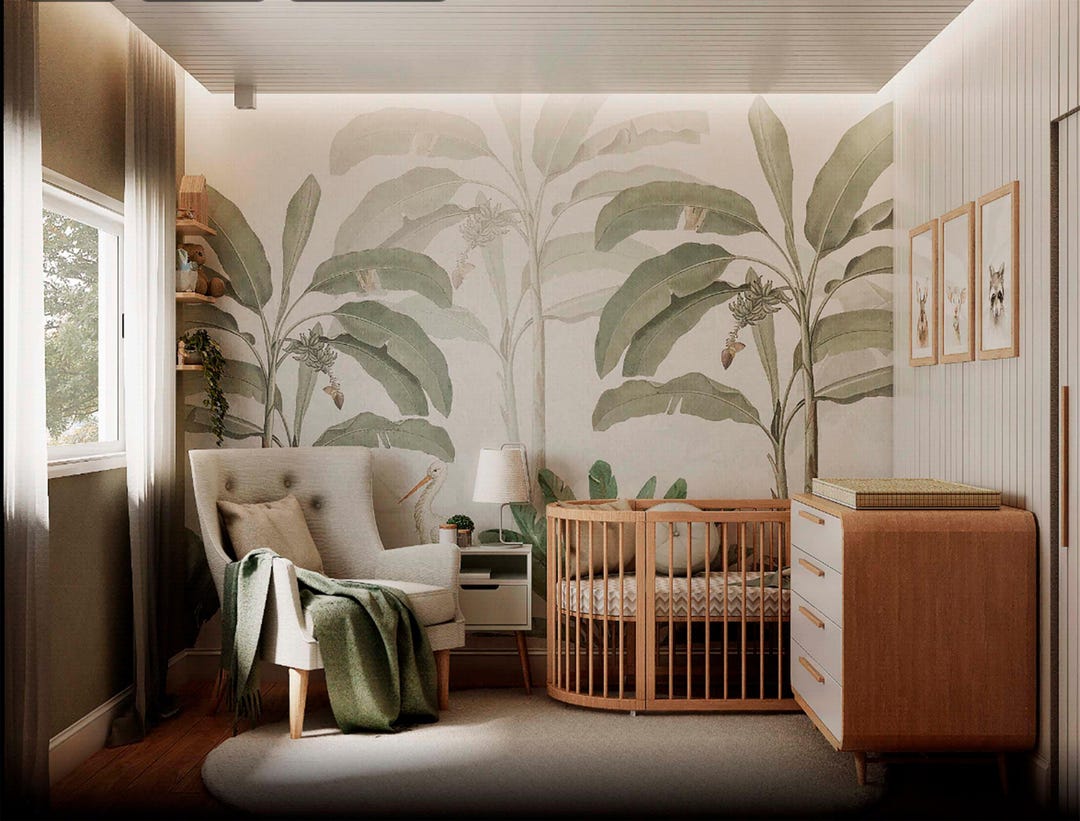 Tropical Wallpaper Mural for Nursery Decor. Jungle Peel and Stick ...