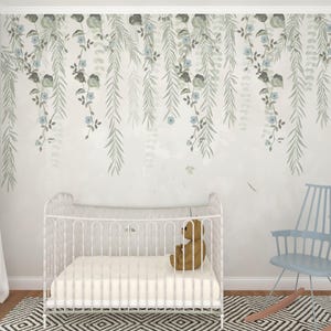 Hanging leaves mural wallpaper, DIY peel and tick removable, easy to apply, elegant and harmony, colorful nature, ecofriendly material. image 3