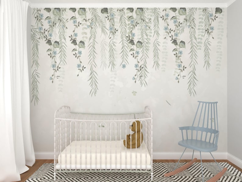 Hanging leaves mural wallpaper, DIY peel and tick removable, easy to apply, elegant and harmony, colorful nature, ecofriendly material. image 3