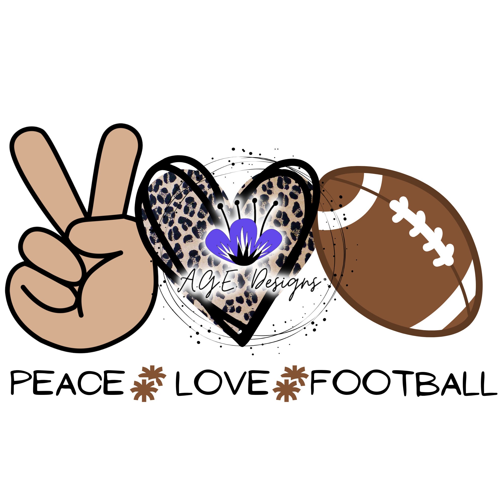 Peace Love Football Png Sublimation File Football - Etsy