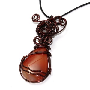 Beautiful Handcrafted Art Onyx Wrapped With Copper Wire pendant brown Color One of a Kind Handcrafted Necklace