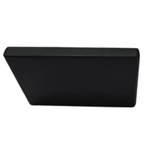 May include: A solid black cabinet pull with a rectangular shape and a beveled edge on one side. The hardware is designed for easy installation on drawers or cabinet doors. The pull is made of a durable material.