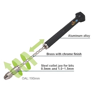 Perceuse à main spiralée pour PCB 185 mm avec 2 pinces de serrage, outil de forage de précision, étau à épingles, artisanat en argile polymère, bijoux à bricoler soi-même et carte électronique