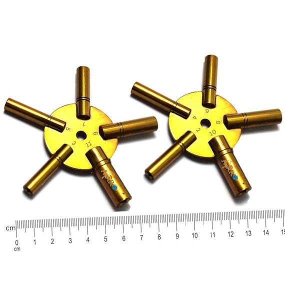 ATAR Universal Brass Clock Winding Key: Grandfather Clock, Even/Odd Sizes
