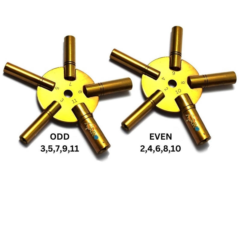 May include: A gold-colored tool with a circular base and five arms. The base has numbers 1-11 printed on it. The arms are labeled "ODD 3,5,7,9,11" and "EVEN 2,4,6,8,10".