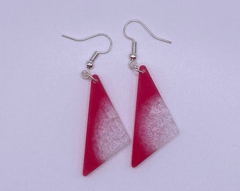 Handmade Resin Drop Earrings - Triangle - for pierced or clip on