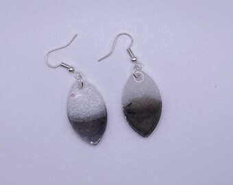 Handmade Resin Drop Earrings - Pointy Oval- for pierced or clip on