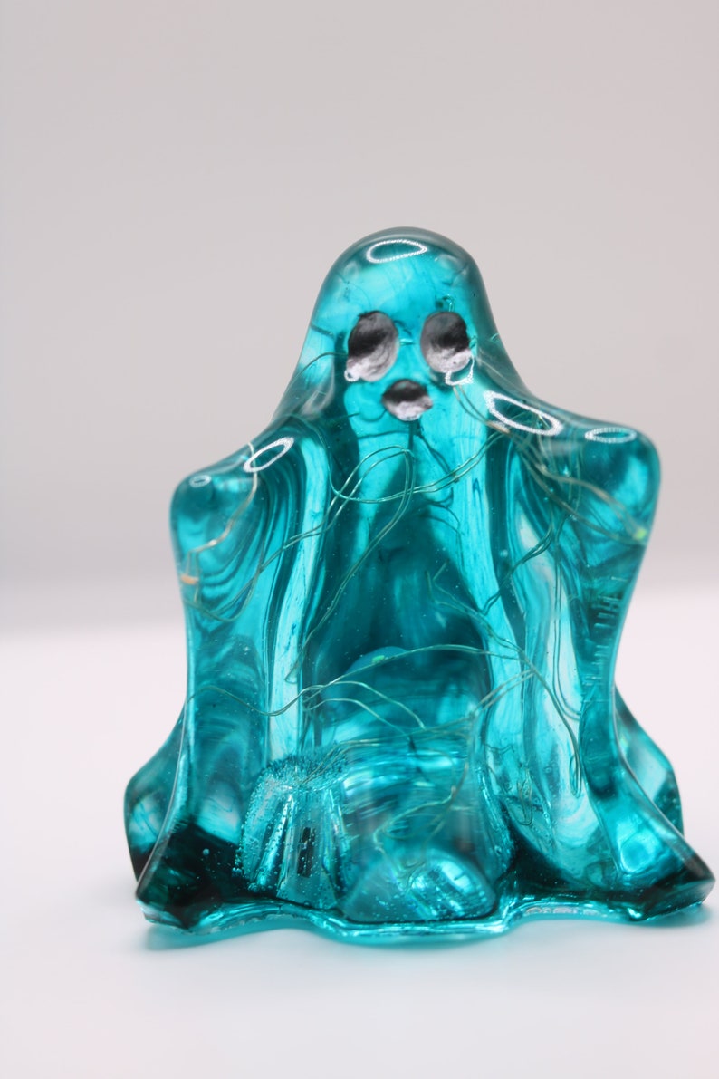 Resin Ornamental Ghosts Light up Small Teal