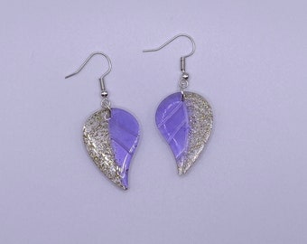 Handmade Resin Drop Earrings - Leaf - for pierced or clip on