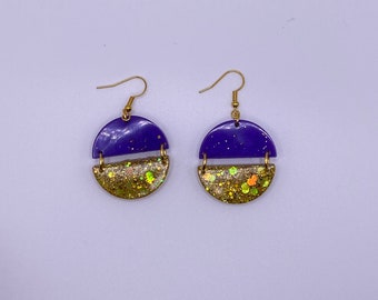 Handmade Resin Drop Earrings - Semi-Circles - for pierced or clip on