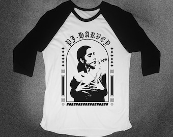PJ Harvey Shirt - Polly Jean Harvey Baseball Long Sleeve - Rid of Me - 50 ft. Queenie - British Indie Rock - Sonic Youth - Down by the water