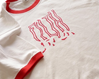 FILTH Ringer T-Shirt: Post Punk New Wave Merch, Red Screen Print