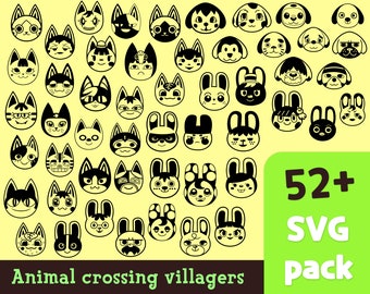 Download Villagers Face Silhouette Clipart For Printing And Cutting Files 52 Characters Animal Crossing Svg Art Collectibles Drawing Illustration Silmic Com