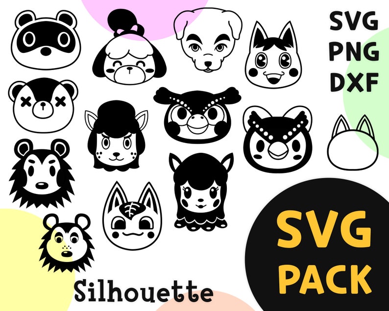 Download Animal crossing SVG 12 characters silhouette SVG vector | Etsy