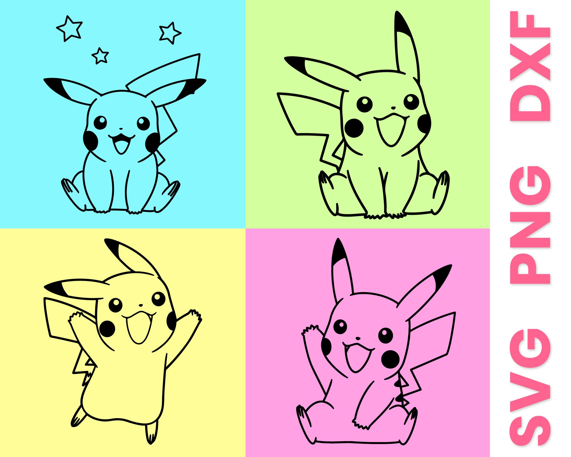 Download Pikachu SVG Pokemon SVG vector clipart pikachu face | Etsy