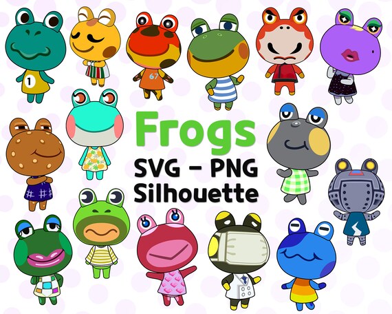 15 Frogs SVG pack Get animal crossing frog villagers layered | Etsy
