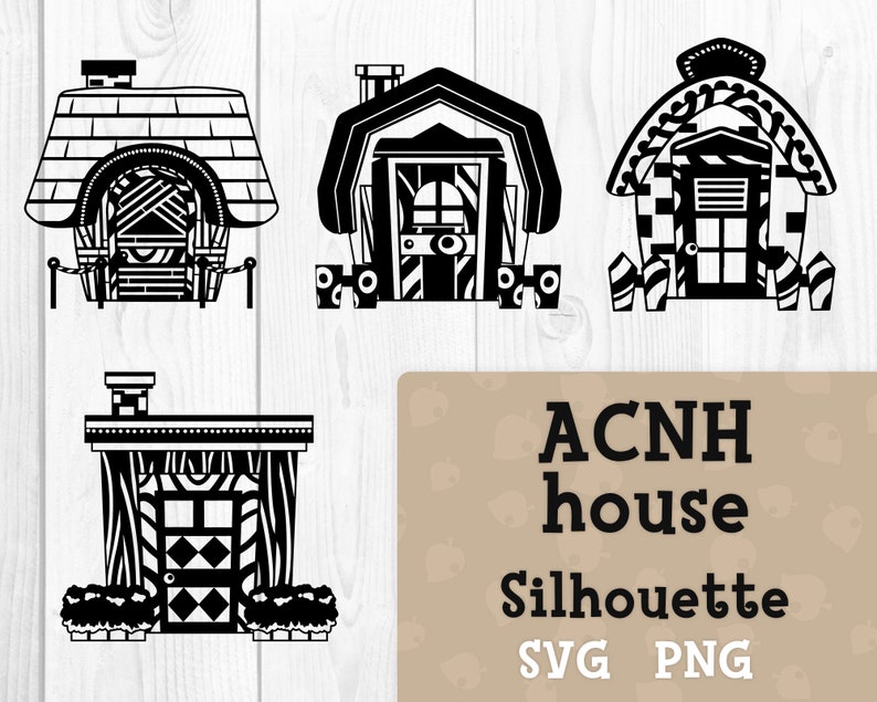 Download Acnh Houses Svg Pack Get 4 Silhouette Black Svg Clipart Of Etsy