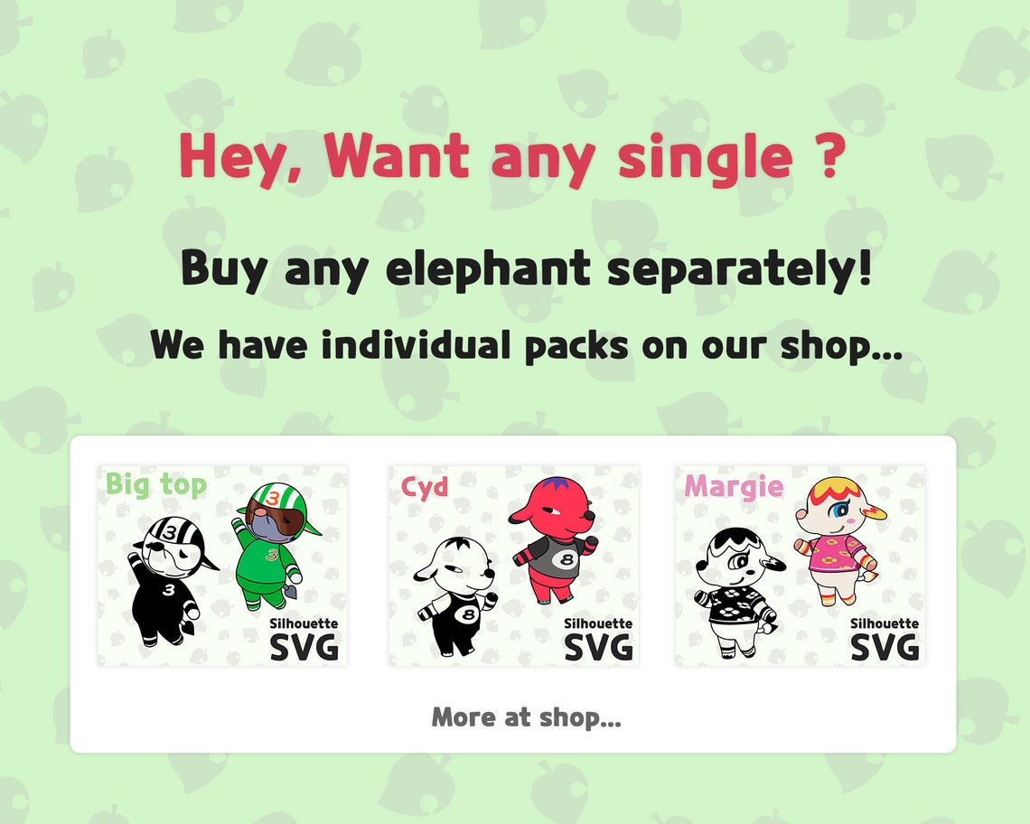 8 Elephant villagers SVG pack Get animal crossing elephant Etsy