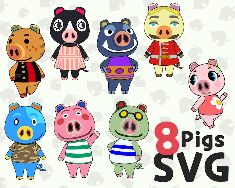 Download 8 Pigs SVG pack Get animal crossing pig villagers svg png ...