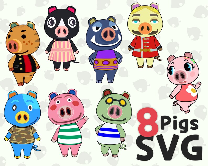 Download 8 Pigs SVG pack Get animal crossing pig villagers svg png ...