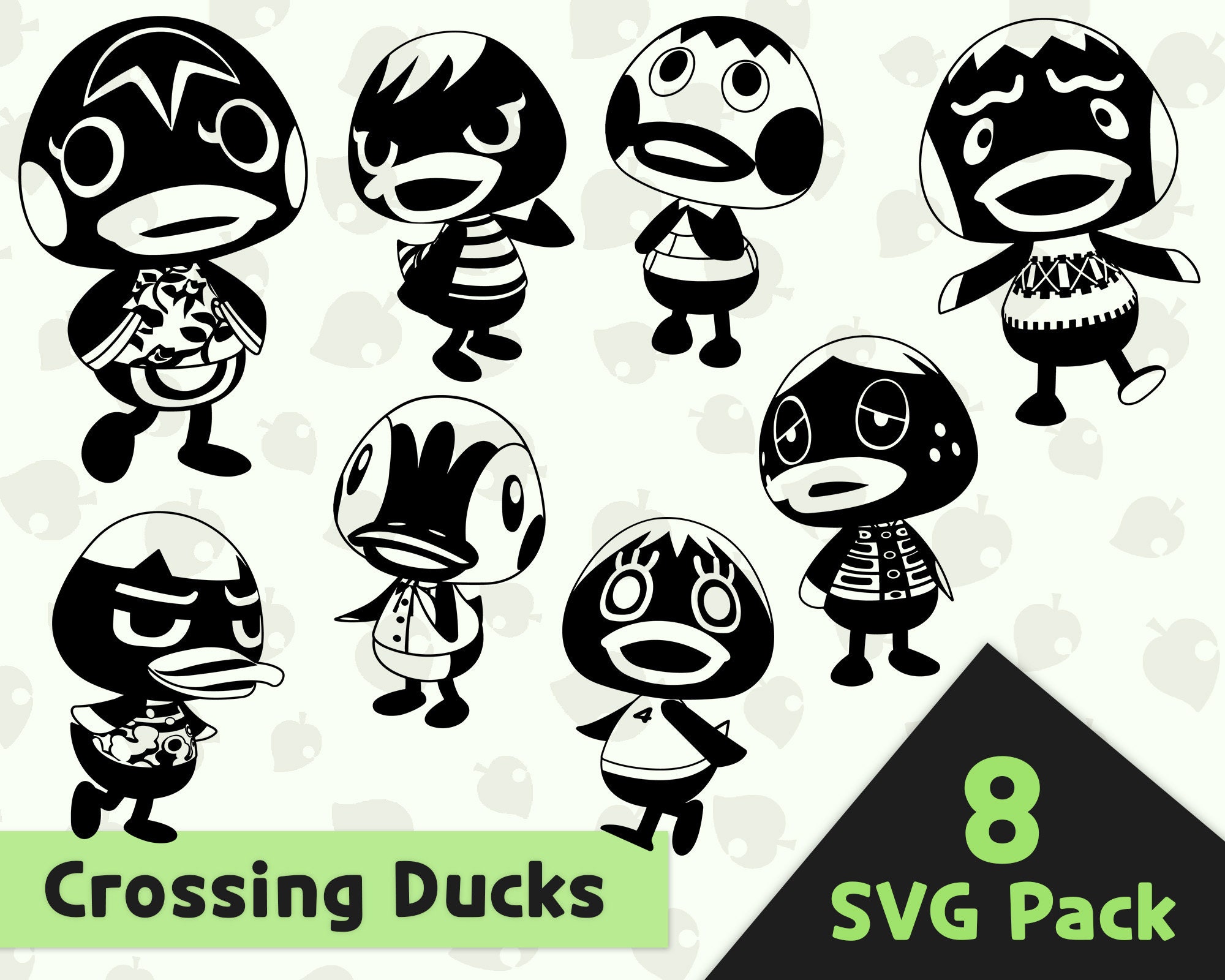 ACNH Duck villagers silhouette svg pack get 8 Animal Etsy