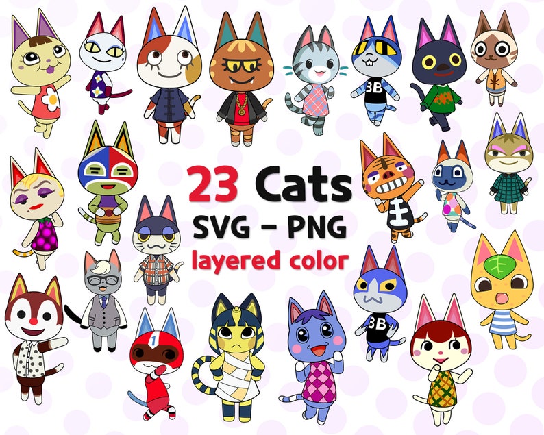 Download 23 Cats SVG pack Get animal crossing cat villagers layered | Etsy
