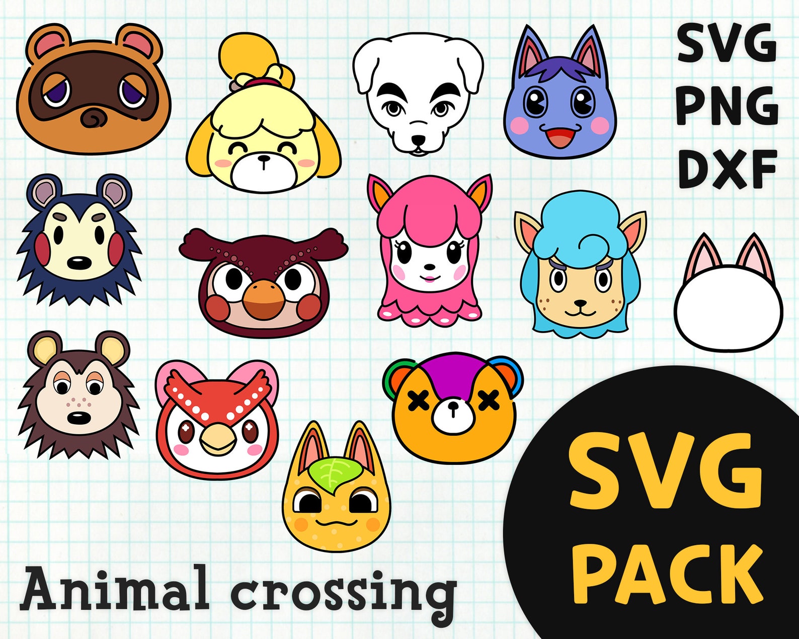 Download Animal crossing SVG pack Color SVG for printing Best | Etsy