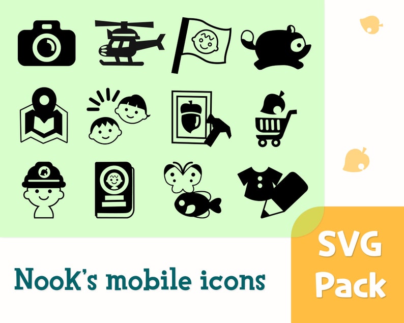 Download Animal crossing SVG Nook's mobile icons in SVG cutting | Etsy
