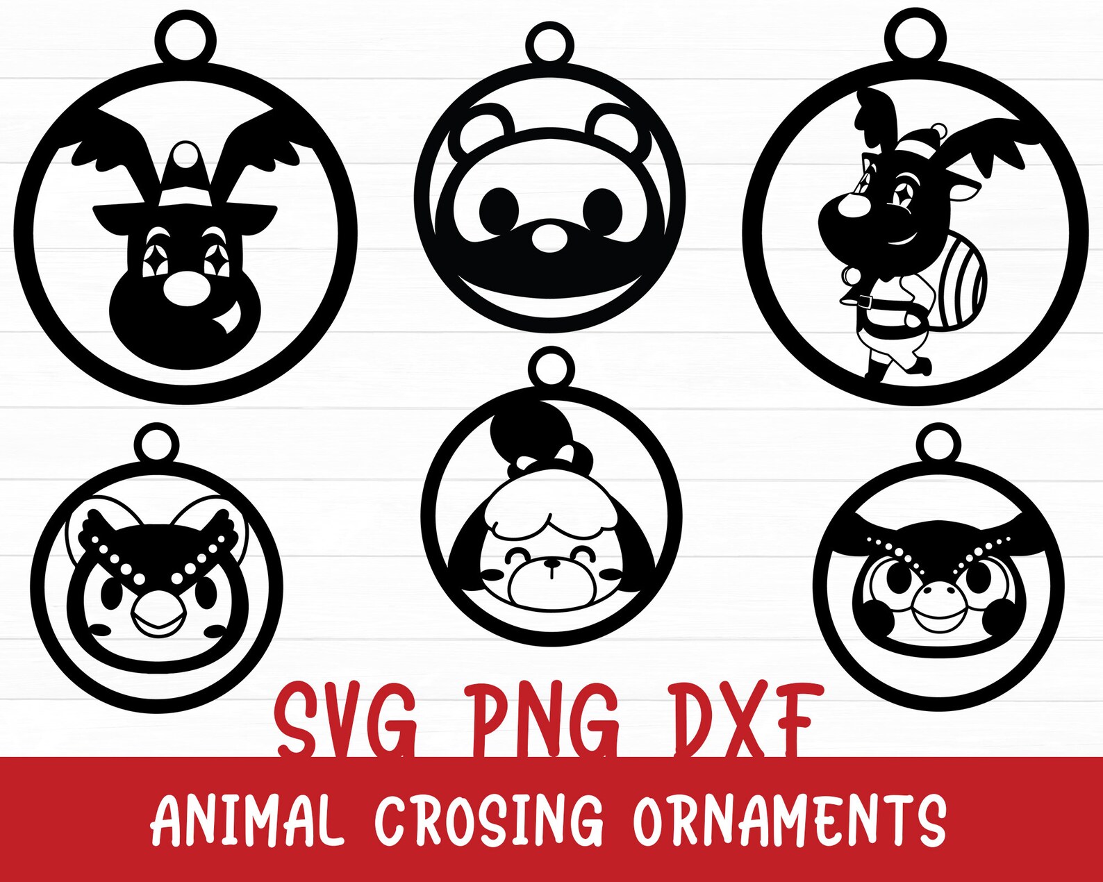 Animal crossing ornaments SVG files Christmas Jingle SVG Etsy