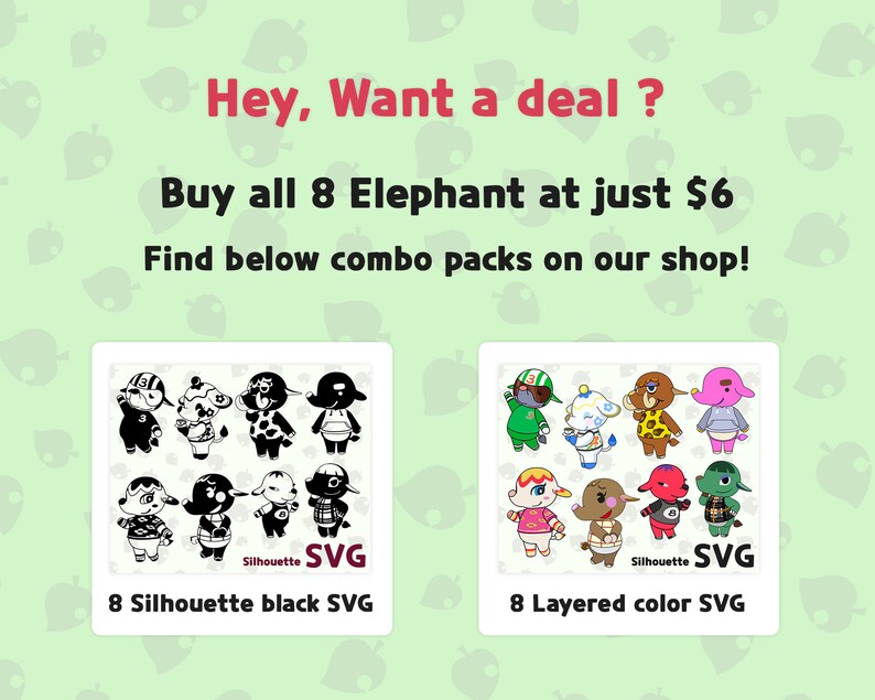 Download Tia villager SVG pack Get animal crossing elephant Tia | Etsy