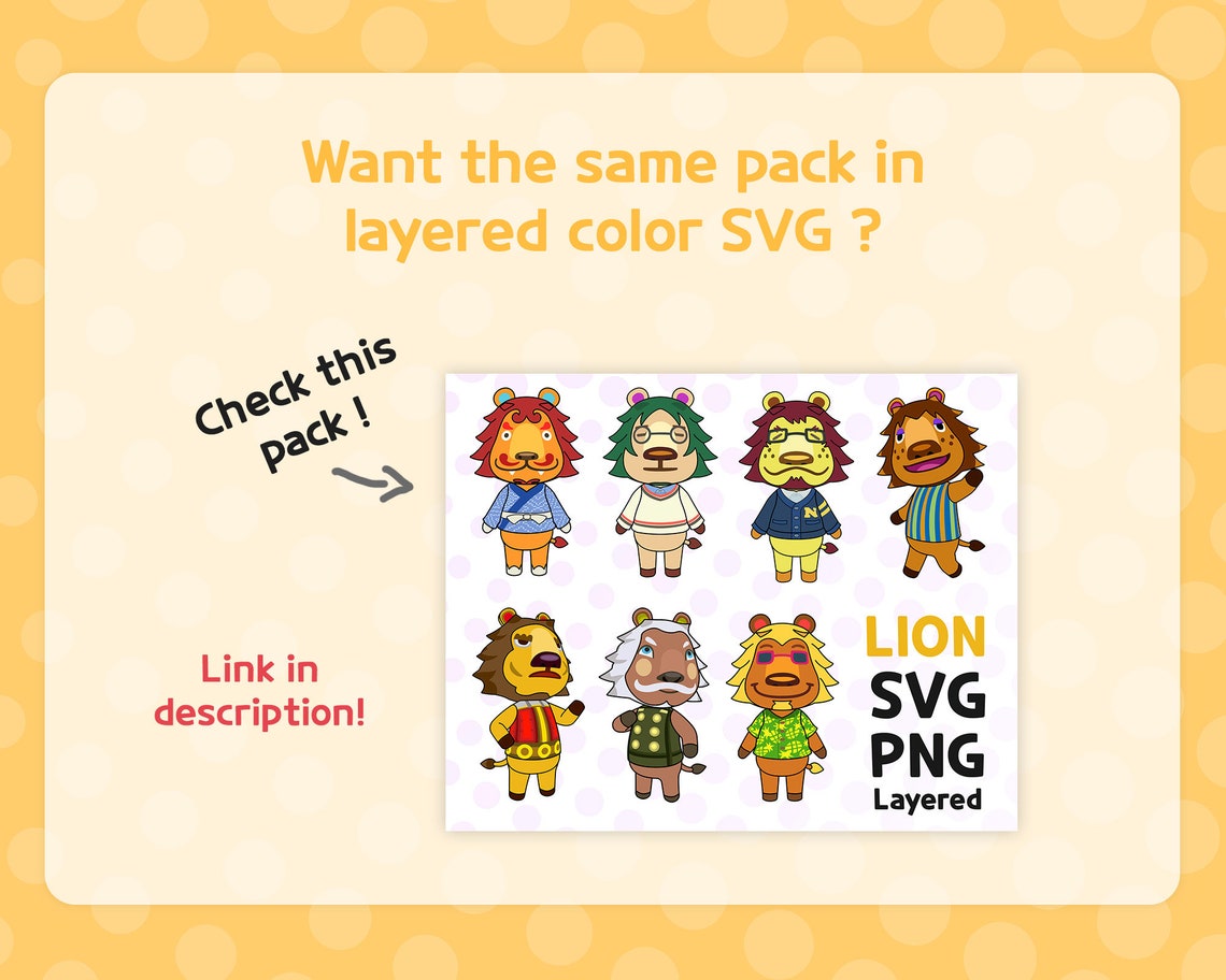 7 Lion SVG pack Get animal crossing lion villagers black Etsy