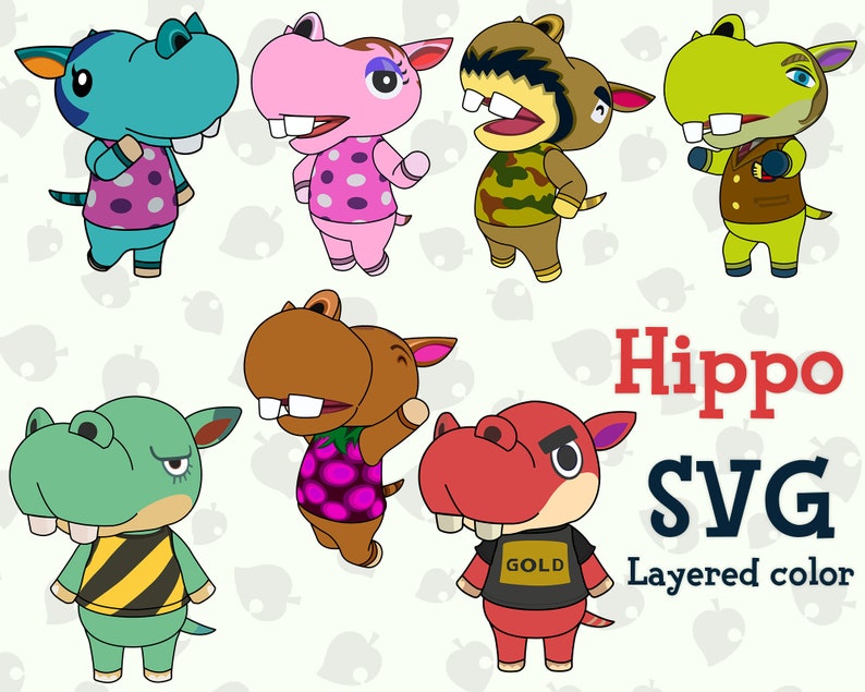 Download 7 Hippo villagers SVG pack Get Animal crossing hippo | Etsy