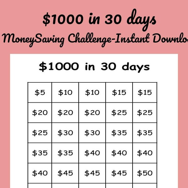 Money Saving Challenge Printable for 1 2 5 10 50 Dollor Bill Etsy Money Saving Challenge Printable for 1 2 5 10 50 Dollor Bill Etsy
