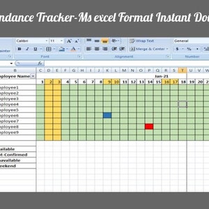 MS-Excel Editable Attendance Tracker For Office, School, College, Tuition-Instant Download