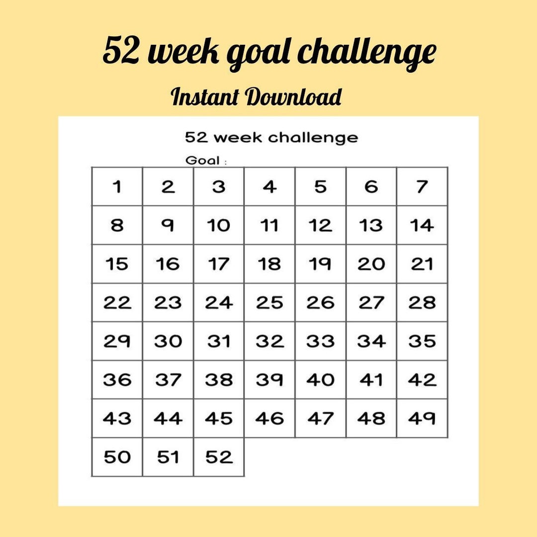 52 Week Goal Challenge - Etsy