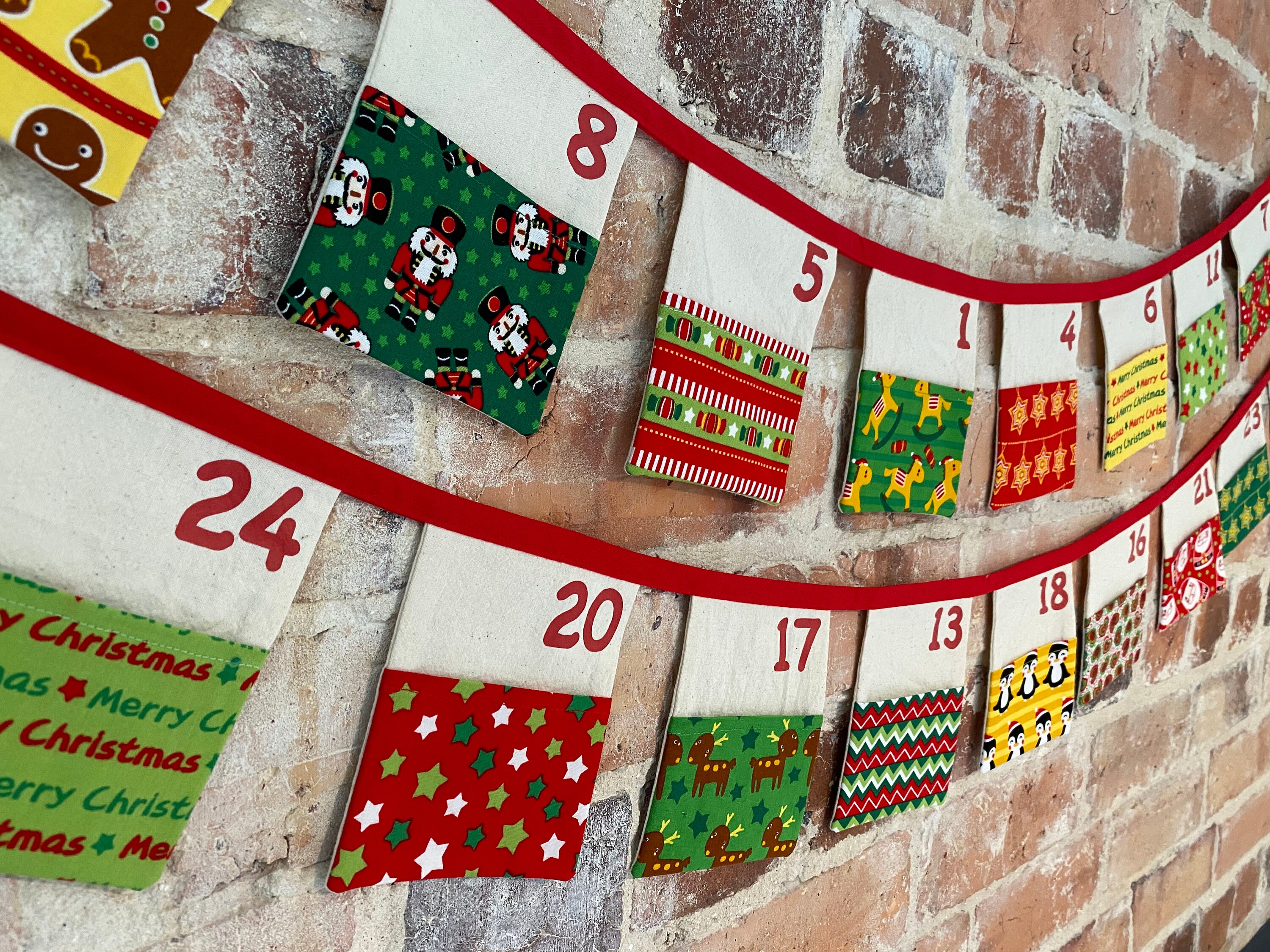 Christmas Advent Calendar Bunting Merry and Bright Etsy