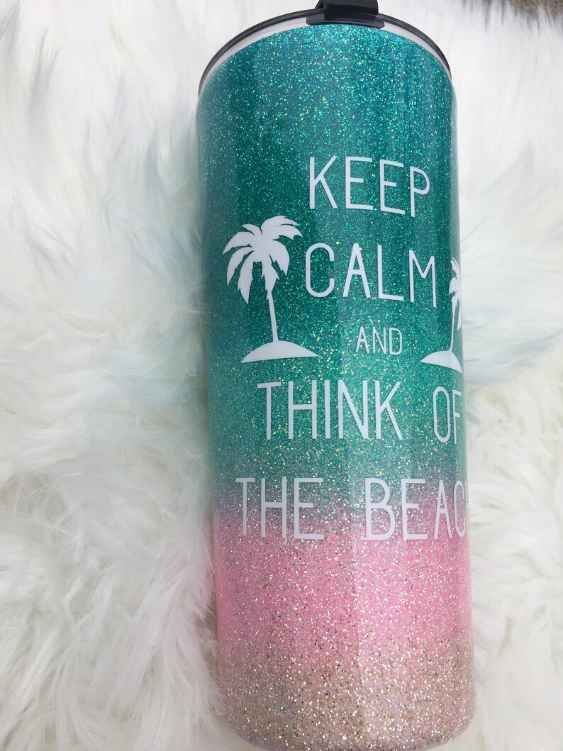 Glitter tumbler Beach tumbler Summer Tumbler Epoxy Etsy