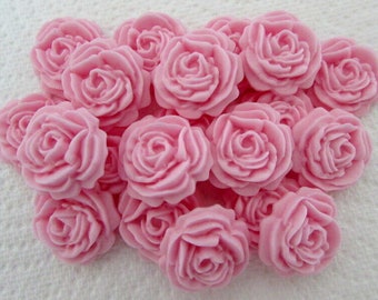 12 Pink Roses Flowers Edible Cake Toppers Sugarcraft Wedding Cupcake