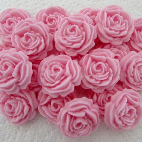 12 Pink Roses Flowers Edible Cake Toppers Sugarcraft Wedding Etsy