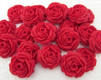 12 Red Roses Flowers Edible Cake Toppers Sugarcraft Wedding Cupcake