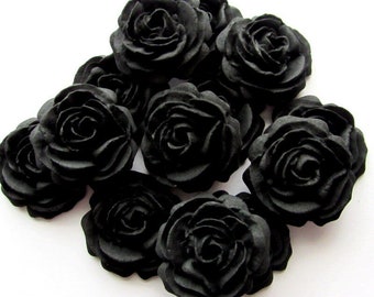 12 Black Roses Flowers Edible Cake Toppers Sugarcraft Wedding Cupcake