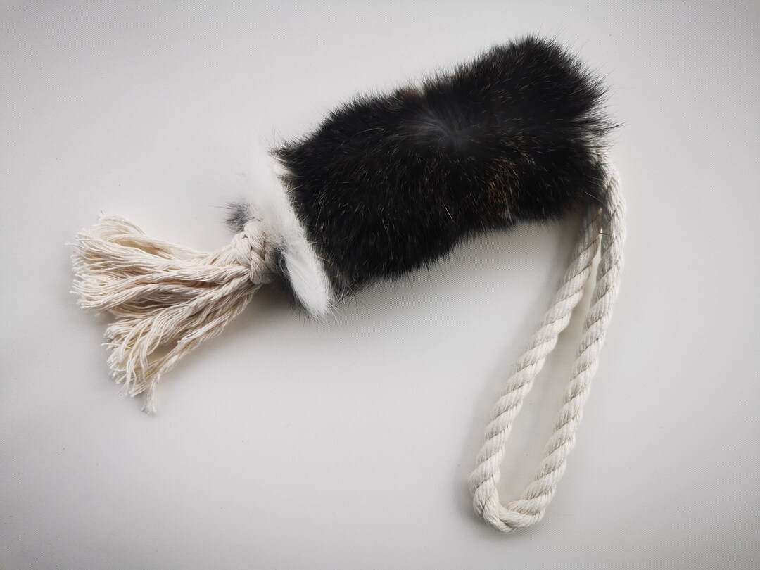 Real Rabbit Skin Dog Tug Toy With Soft Cotton Rope Etsy