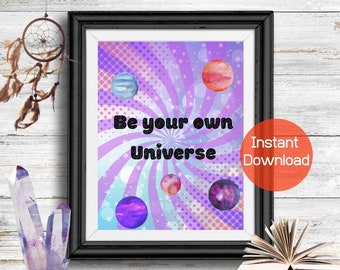 Seja seu próprio universo para impressão, download digital, impressão de quarto, arte para impressão de galáxia, presentes para ela, impressão de estrelas, arte de parede, decoração de quarto