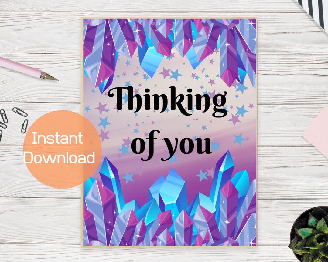 Thinking of You Greeting Card Printable, Crystal Card, Digital Download ...