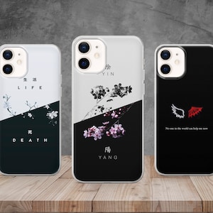 Yin Yang Phone Case Sakura Cover for iPhone 14, 13, 12, 11, X, 8, Samsung A13, S22, A73, A53, Huawei P40, P50, Pixel 7, 6, 6 Pro OnePlus 9