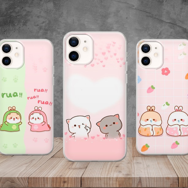 Kawaii Phone Case Mignon pour iPhone 15, 14, 13, 12, 11, X, Samsung A14, S23, A73, A53, Huawei P40, P50, Pixel 8, 7,7 Pro OnePlus 9