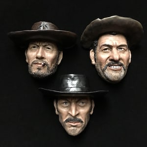 Die Sammelfiguren aus dem Film The Good, the Bad and the Ugly sind von Clint Eastwood, Eli Wallach, Lee Van Cleef. 11 cm.