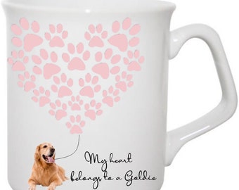 Mug Golden Retriever, Mug coeur empreinte de patte, Mug cadeau pour propriétaire de Golden Retriever, Cadeau pour propriétaire de chien, Mug cadeau pour amoureux des chiens