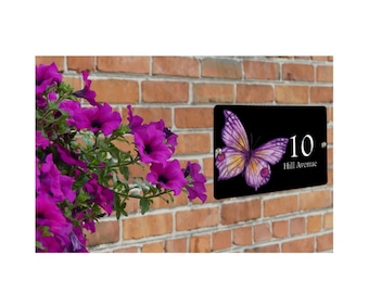 Butterfly House Sign, Personalised House Sign, Butterfly New Home Gift, House Number Sign, Acrylic House Plaque, Butterfly Gift For Couple